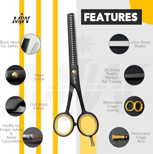 MJW Ciseaux à Effiler les Cheveux - Ciseaux en Acier Inoxydable, Idéaux pour Texturation et Superposition de Cheveux pour Hommes et Femmes – vue 3