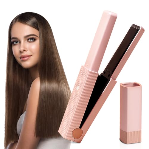HOVCEH Plancha Para El Cabello, Plancha De Pelo Inalámbrica Portátil, Mini Plancha De Pelo 2 En 1, Plancha De Pelo Sin Cable Con Carga Usb-C