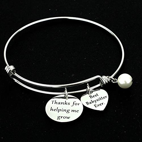 Kivosliviz Babysitter Bracelet - Thanks for Helping Me Grow Expandable Bangle Appreciation Gift for Nanny2