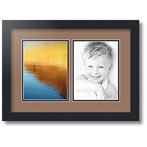 ArtToFrames Collage Photo Frame Double Mat with 2 - 6x8 Openings and Satin Black Frame
