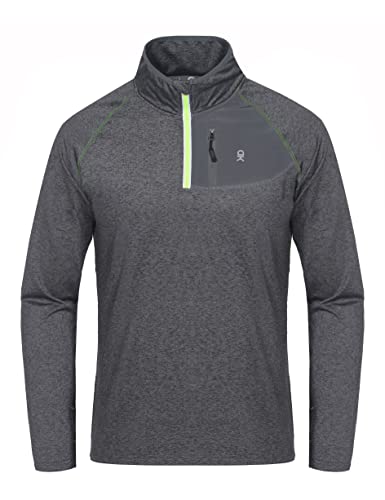 Little Donkey Andy Men's Long Sleeve Quick Dry Lightweight Running Exercise Sports T-Shirt Top Black Heather Xxl #TOP1