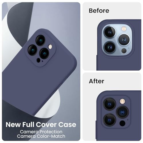 Image of FireNova Designed for iPhone 13 Pro Case, Silicone Upgraded [Camera Protection] Phone Case, Soft Anti-Scratch Microfiber Lining Inside, 6.1 inch, Navy Blue