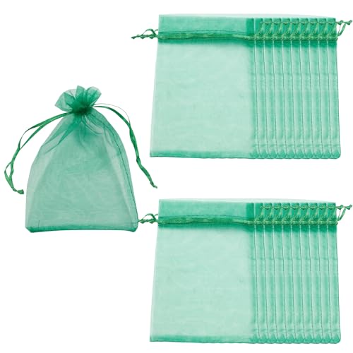 Rierdge 100 Pcs Fruit Protection Bags, 6" x 4" Green Garden Mesh Cover Bag with Bilateral Drawstring for Protecting Flower Fruit Plant Vegetables -  B0CJ2SQ31J