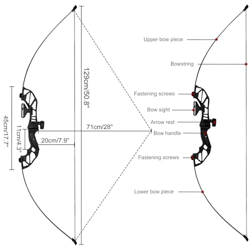 SERfawnCH 30LBS Rechtshänder Recurvebogen Set mit Carbon-Pfeilen Armschutz und Fingerling für Outdoor Jagd Survival Bogenschießen Training – Bild 2
