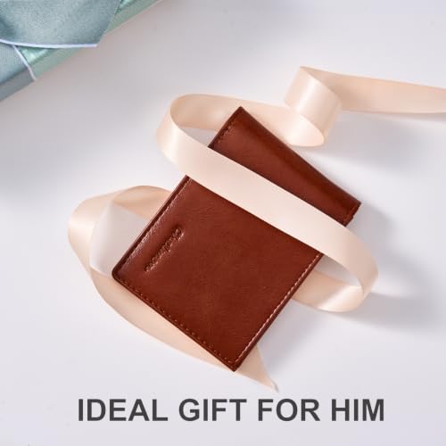 Image of Chelmon Slim Wallet for Men ID Window with RFID Blocking Minimalist Front Pocket Bifold Bussiness Card Holder Gift for Men, Alaska Brown
