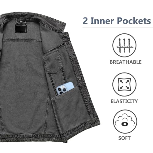 Image of JYG Denim Vest for Men Casual Stretchy Trucker Jean Vests Fashion Vintage Sleeveless Jacket Vest