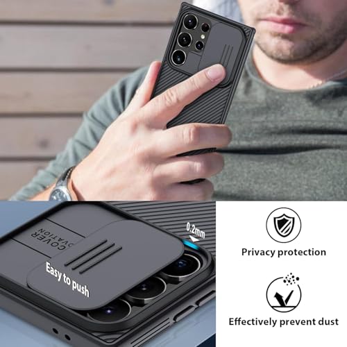 Image of Nilkin Classic Series Compatible for Samsung S24 Ultra Case with Camera Cover, [Camera Lens Protector] [Scratch-Resistant] [360 Full Protection] Shockproof Slim Phone Case (Black, S24-ultra)