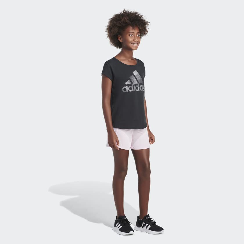 adidas Girls' Elastic Waistband 3 Stripe Mesh Short3