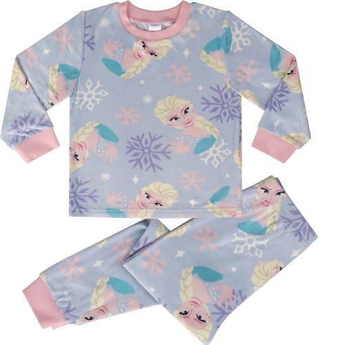 Disney Frozen/Die Eiskönigin ELSA Superweiches Fleece Langarm Schlafanzüge, ELSA, 6-7 Jahre: 122cm, Blau