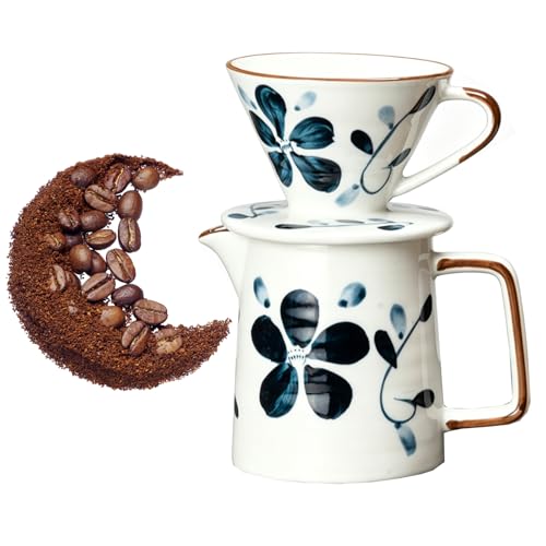 Pour Over Ensemble cafetière à filtre à café en céramique avec gouttes de