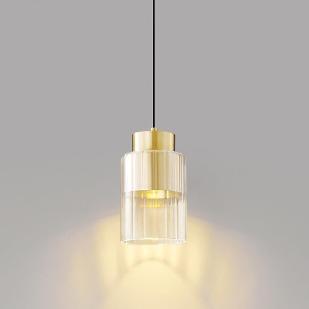 Lampada a Sospensione Minimalista in Ottone per Comodino, Decorazione per la casa, Stile Moderno di metà secolo, Lampada a Sospensione cilindrica per Isola Cucina, lampadario in ve