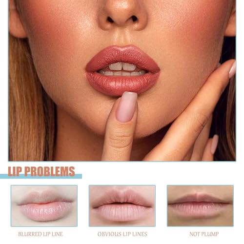 Detachable Lip Liner 3 Pcs Lip Stain Peel Off Peel Off Lip Liner Detachable Lip Liner Peel Off with Hyaluronic Acid&Vitamin E Outline the Lip Shape Highlight Lip Color Light Brown - Image 7