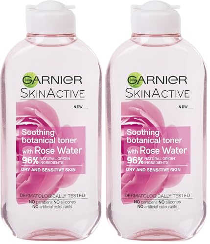 Garnier Natural Rose Water Toner Sensitive Skin 200ml (Packaging May Vary) (Pack of 2)