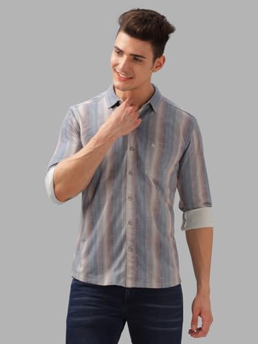 Image of BULLMER Trendy Regular Fit Striped Causal Full Sleeve Shirt for Men.