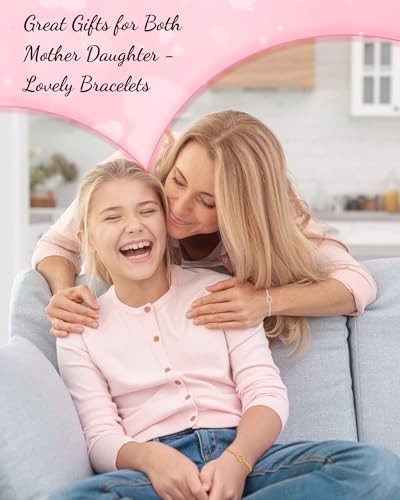 Image of YELUWA 2 Pcs Mother Daughter /Son Bracelets, Mothers Day Gifts, Back to School Gift, First Day of School Gifts, Lovely Charm Bracelets Set Mommy and Me Jewelry with Gift Box Wish Card