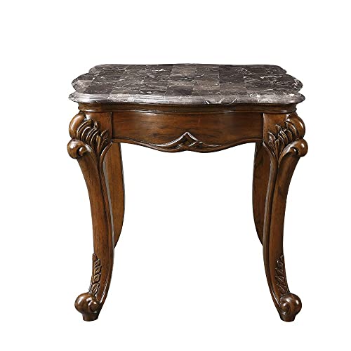 Acme Furniture Rectangular Marble Top End Table, Cherry #TOP1