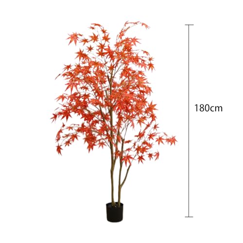 Garveehome 6ft Artificial Maple Tree, Large Faux Tree Soft Silk Autumn Maple Decorative Plant with Plastic Pot for Party Home Living Room Decoration Thanksgiving Harvest