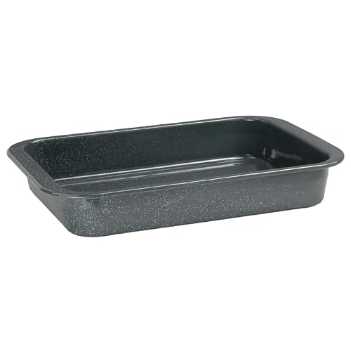 Prochef Enamel Roasting Tin, Grey, Rectangular, 41x27x6 cm, PFAS-Free, Dishwasher Safe, Oven Safe to 230°C