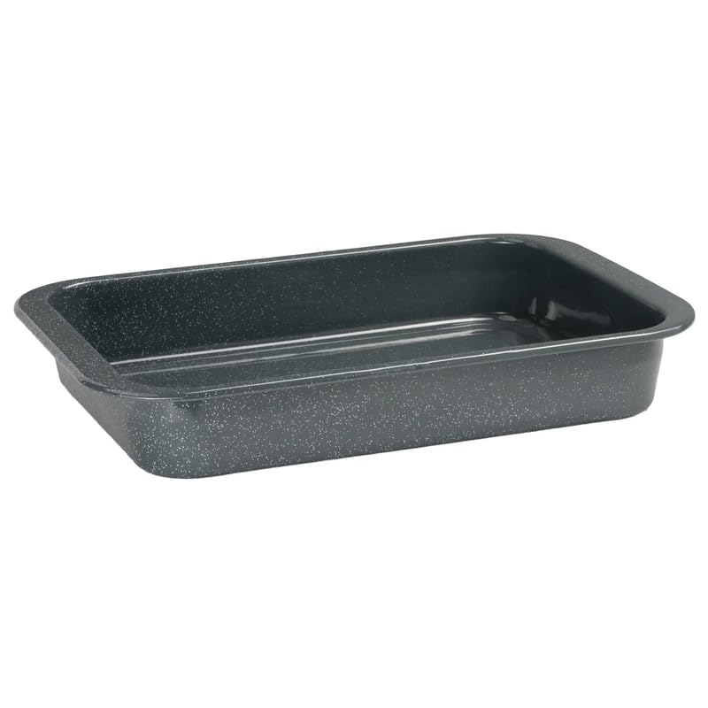 Prochef Enamel Roasting Tin, Grey, Rectangular, 41x27x6 cm, PFAS-Free, Dishwasher Safe, Oven Safe to 230°C