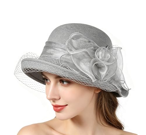 Ladies British Net Veil Fascinators Formal Hat Elagant Flower Decorated