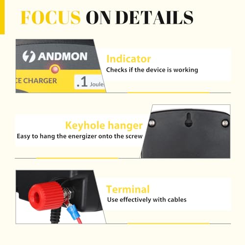 AC10 Electric Fence, 2-Mile/ 8 Acres Electric Fence Charger for Preventing to Prevent Bears, Raccoons, Skunks Intruding, Electric Fence Energizer Output Voltage 5000 v 0.12 Joule