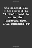 The biggest lie I tell myself is ...I'll remember it. : personal  internet address & password logbook with alphabetical tabs to protect usernames and passwords