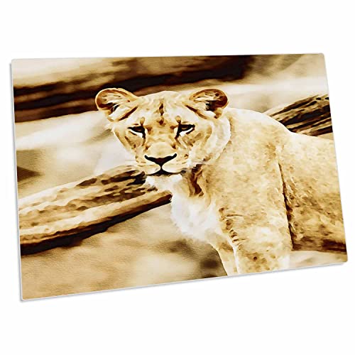 Tapete de escritorio 3dRose Lioness acuarela marrón suave miniatura 1
