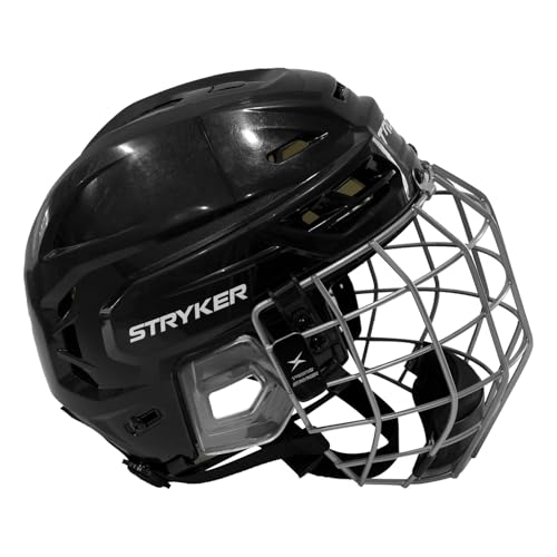 TronX Stryker Hockey Helmet (Black Cage Combo, Large)