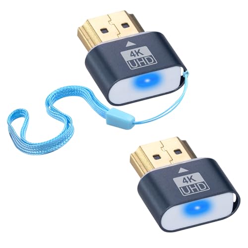 Duttek Enchufe simulado HDMI 4K, emulador de pantalla de monitor virtual, adaptador de pantalla sin cabeza para Windows Mac OSX Linux, soporta hasta 4 K a 60 Hz (con luz indicadora, 2 unidades)