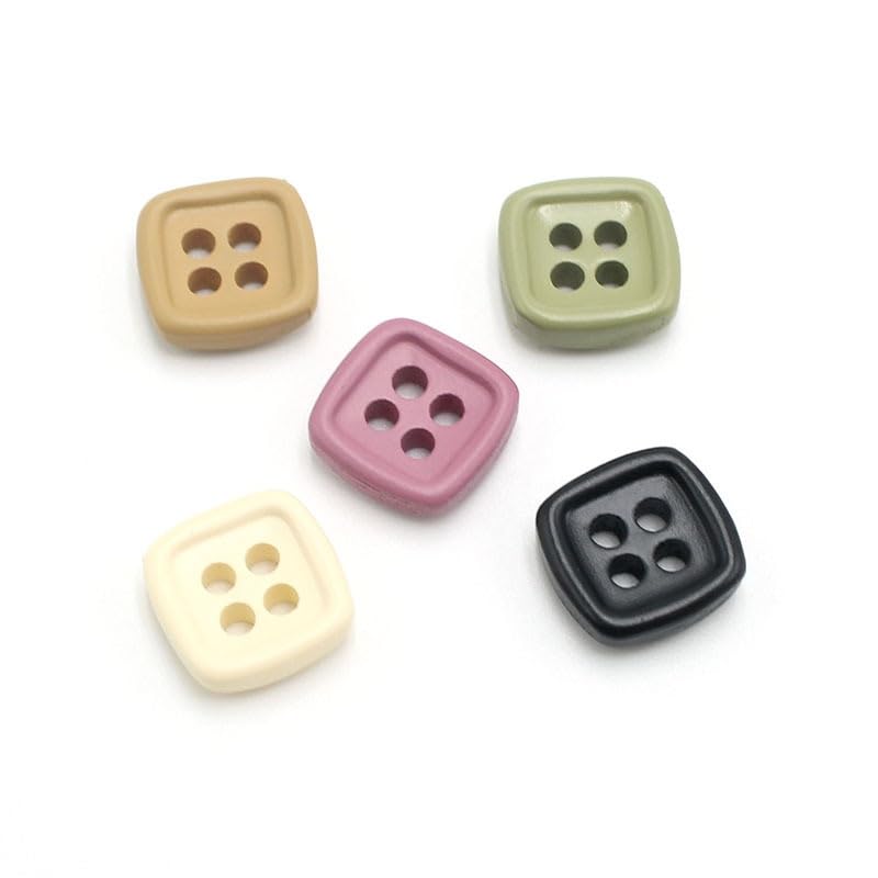 Boutons carrés en résine 4 trous 11mm pour mercerie tricot et scrapbooking