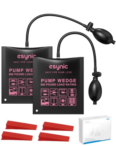 Image of eSynic 2 Pack Durable Air Wedge Bags Kit with 4 Wedge-300lbs Load-Bearing | Strong TPU Materials-Air Door Lifting Tool with Quick-Release Valve-2.4 inch Lift Height- Perfect for Door /Window Installation