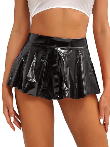 Manyakai Lack Leder Rock Damen A Linien Minirock Stretch Kurz Glanz Minirock Faltenrock Gogo Tanz Rave Outfits Schwarz L Manyakai Lack Leder Rock Damen A Linien Minirock Stretch Kurz Glanz Minirock Faltenrock Gogo Tanz Rave Outfits Schwarz L