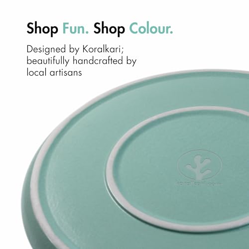 Image of Ceramic Dinner Plates, 2 Pcs | Rim Plate for Easy Eating | Microwave, Oven, Dishwasher Safe | Set of 2 Ceramic Plates for Dinner | Handmade | (Almost Blue, Dinner Plate)