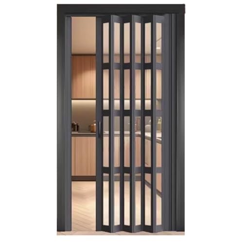 Porte accordéon intérieur grise 86x205cm | Cloison pliante PVC gain de place