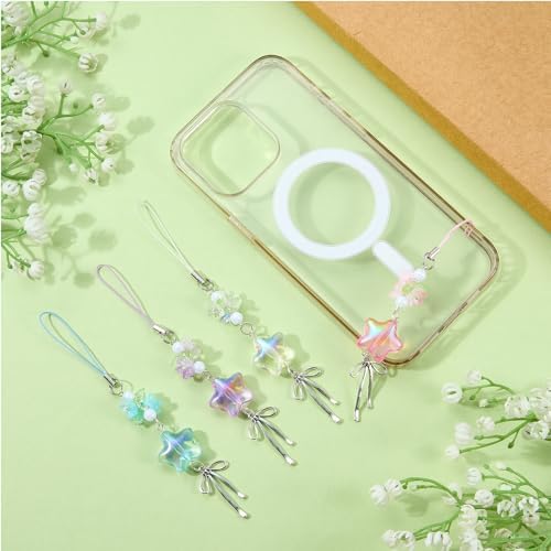 BEEFLYING Cute Star Flower Cell Phone Charm Strap for Case, 4 Pcs - 4