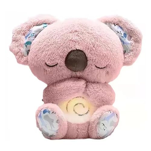Jade Plushies, Jade Sleepy Otter, Breathing Stuffed Animal for Adults, with Music Gentle Lights and Rhythmic Breathing Motion Anxiety Relief Portable Plush Sound Machine Machine Washable (Pink)