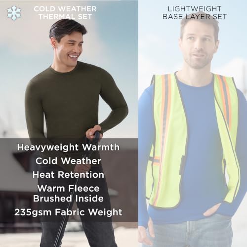 Image of Cuddl Duds Heavyweight 2 Piece Sets Base Layer Thermal Underwear for Men | Winter Clothing, Fleece Lined Long Sleeve Top & Leggings, Soft Lounge Set for Cold Weather, Moisture Wicking Heat Retention