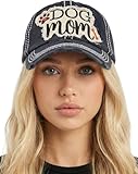 Funky Junque Distressed Baseball Cap Vintage Women Dad Hat - Dog Mom Patch (Black)