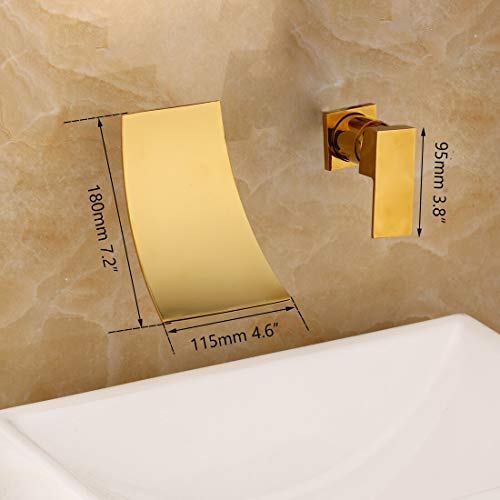 Grifo de lavabo de cascada de pared para evitar salpicaduras y ganar espacio 3