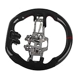 Tomantery Volante de Carreras con Calefacción de Fibra de Carbono para GT 2018-2020, Diseño Tipo D de Fondo Plano con Bordes para los Dedos, Costuras Rojas, para Entusiastas del Automóvil
