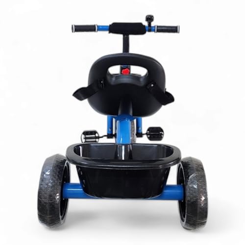 Image of MEKASHI T-001RW Plug N Play Kids Trike /Baby Tricycle, Big Size Storage Basket, Bell, Comfortable Seat with Seat Belt, 12 to 48 Months, Load Upto 35Kg, Easy Assembly, Heavy Guage Steel Frame, Blue