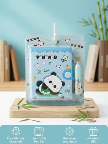 Image of AK-Store Cartoon Pocket Diary with Pen, Writing Notebook for Kids Boys Girls, Cartoon Stationery Set for Students Children Birthday Return Gift (Panda Bear)