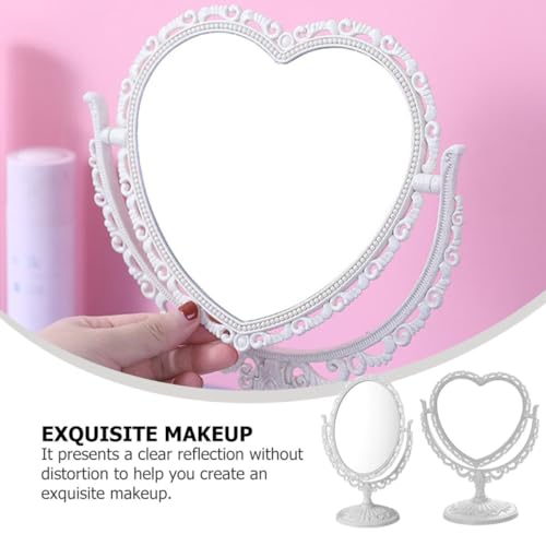 Miroir de maquillage de bureau pivotants 360 double face cœur et ovale - 8