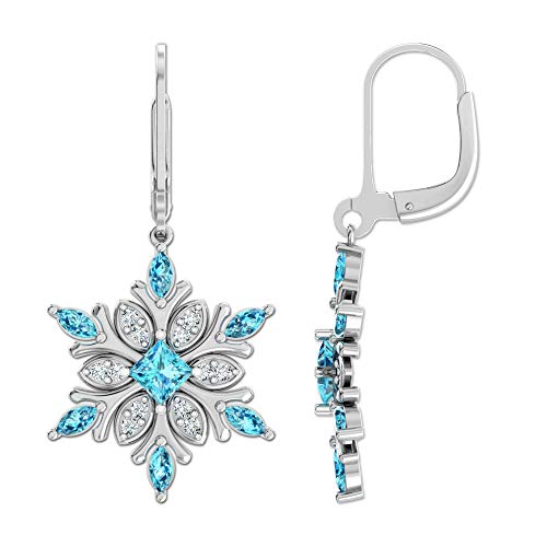 Belinda Jewelz Dangle Earrings 925 Solid Sterling Silver Winter Snowflake Jewellery Earrings Gift For Women Girls (Swiss Blue Topaz) #TOP2