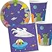 Produktbild Carpeta 37-TLG. Party-Set * Weltraum * mit Pappteller + Servietten + Pappbecher + Luftballons für Kindergeburtstag | Teller Becher Party Deko Dekoration Kinder Geburtstag Mottoparty Alien Space UFO
