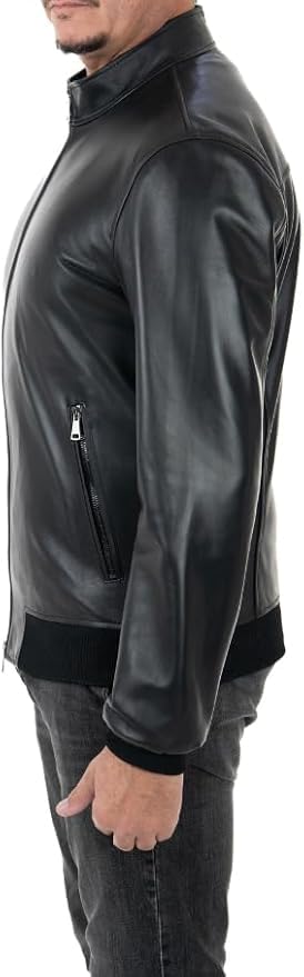 Pelletterie Borghese | Giacca Pelle Uomo Nera | Vestibilità Regolare | Giubbotto Pelle | Bomber Pelle | Vera Pelle | Giacca Moto | Made in Italy | A236B