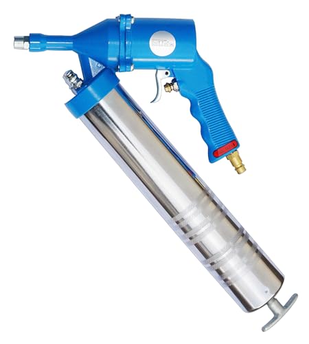 Güde Druckluft-Fettpressen-Set (für DIN-Fettkartuschen oder Direktbefüllung, Arbeitsdruck 2-8 bar, Pressdruck 100-400 bar, Flex-Düsenschlauch, abgewinkeltes Düsenrohr mit Mundstück, Handhebel)