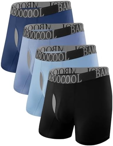BAMBOO COOL Mens Mesh Underwear Boxer briefs with Fly,Multipack