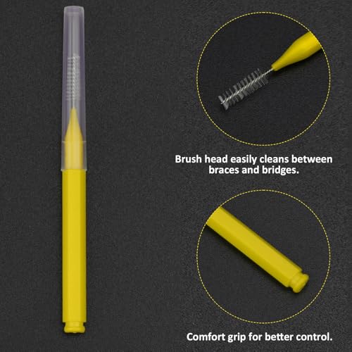 Image of Patelai 100 Pieces Braces Dental Brush for Cleaner Interdental Toothpick Dental Tooth Flossing Head Oral Hygiene Flosser Toothpick Cleaners Tooth Tool(Green, Yellow,Mixed Sizes)