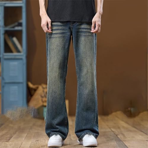 Men's Loose Flared Jeans Bootcut Retro Blue Vintage Denim Pants Trousers3